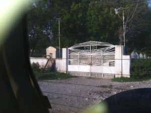 October 19:: Martinod's fully erected wall in front of school gates